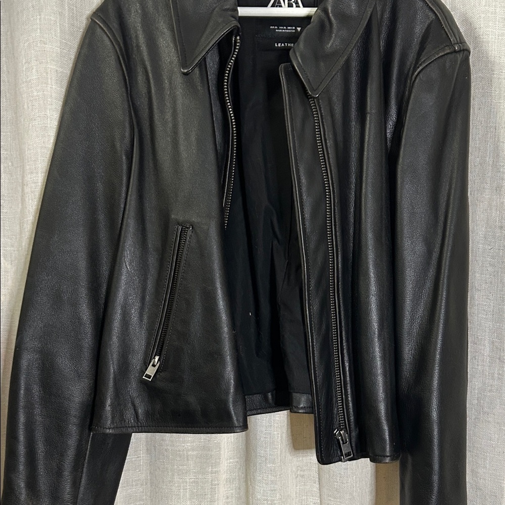 Zara Classic Black Leather Jacket